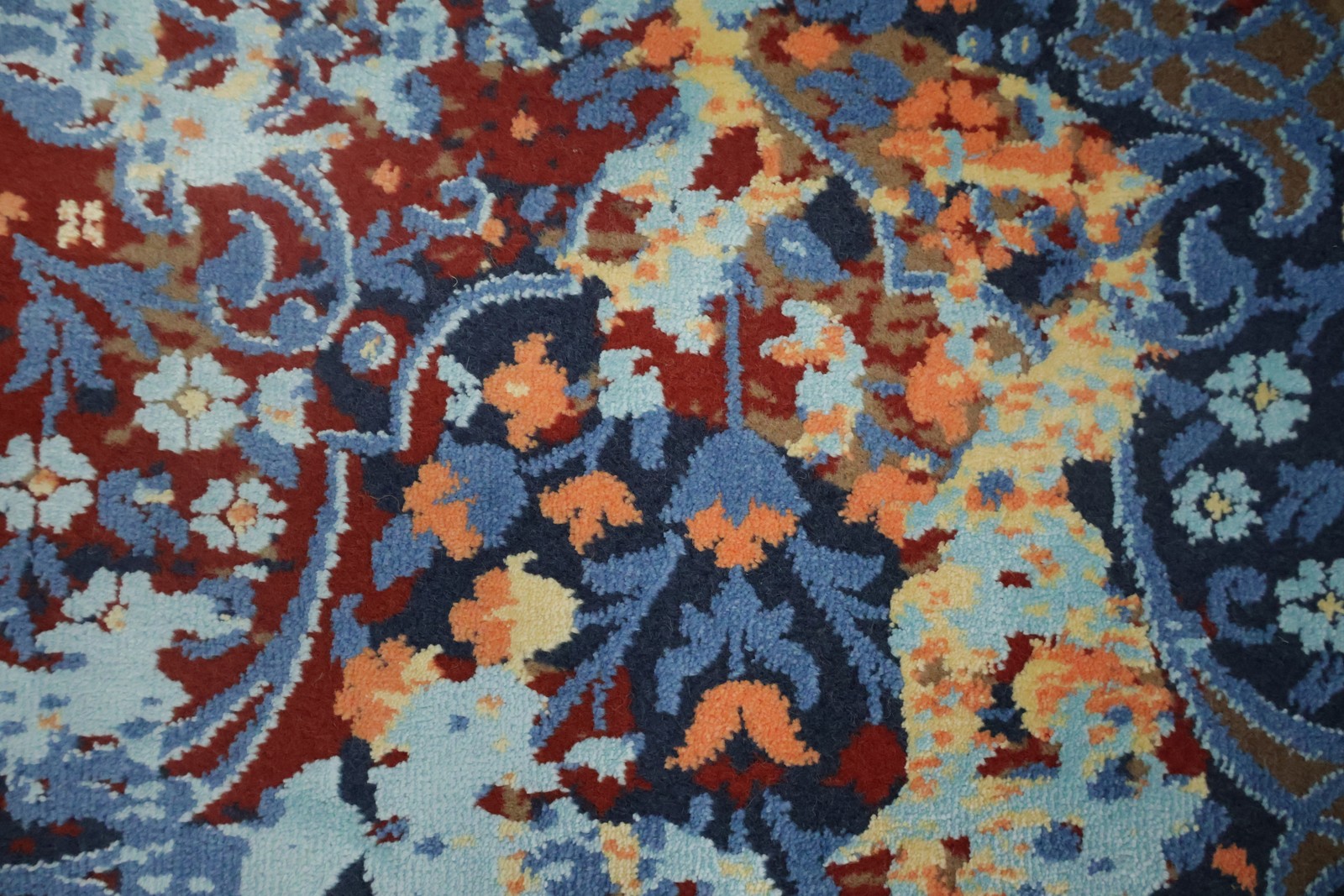 Modern Interiors Turkish Rug 6×9 Ft Elegant Abstract Blue and Orange Carpet