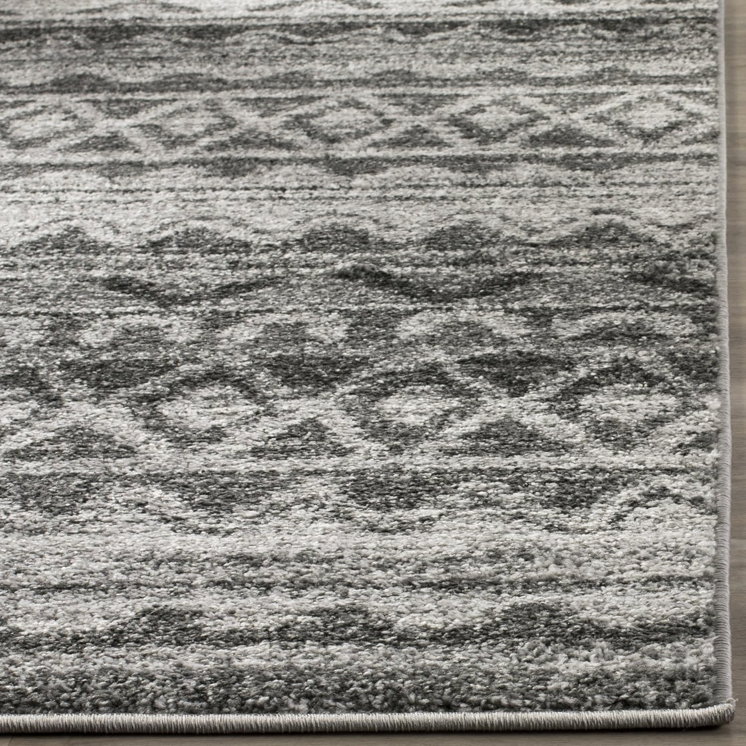 Ivory & Charcoal Moroccan Boho Area Rug 9′ x 12′ – Non-Shedding, Easy Care