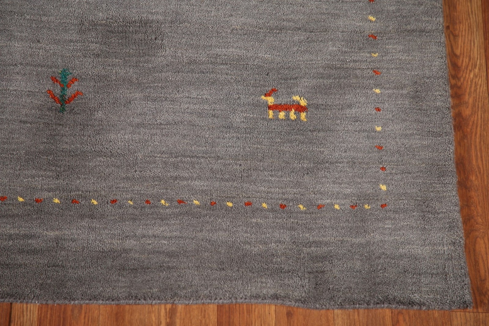 Tribal Gray Gabbeh Rug 4×6 Ft Hand-Knotted Oriental Modern Wool Carpet