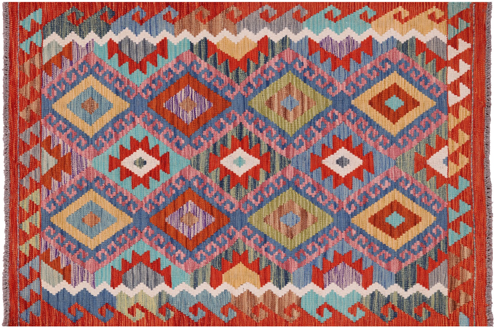 Flat Weave Kilim Reversible Wool On Wool Rug 3′ 6″ X 5′ 1″ – Q17941