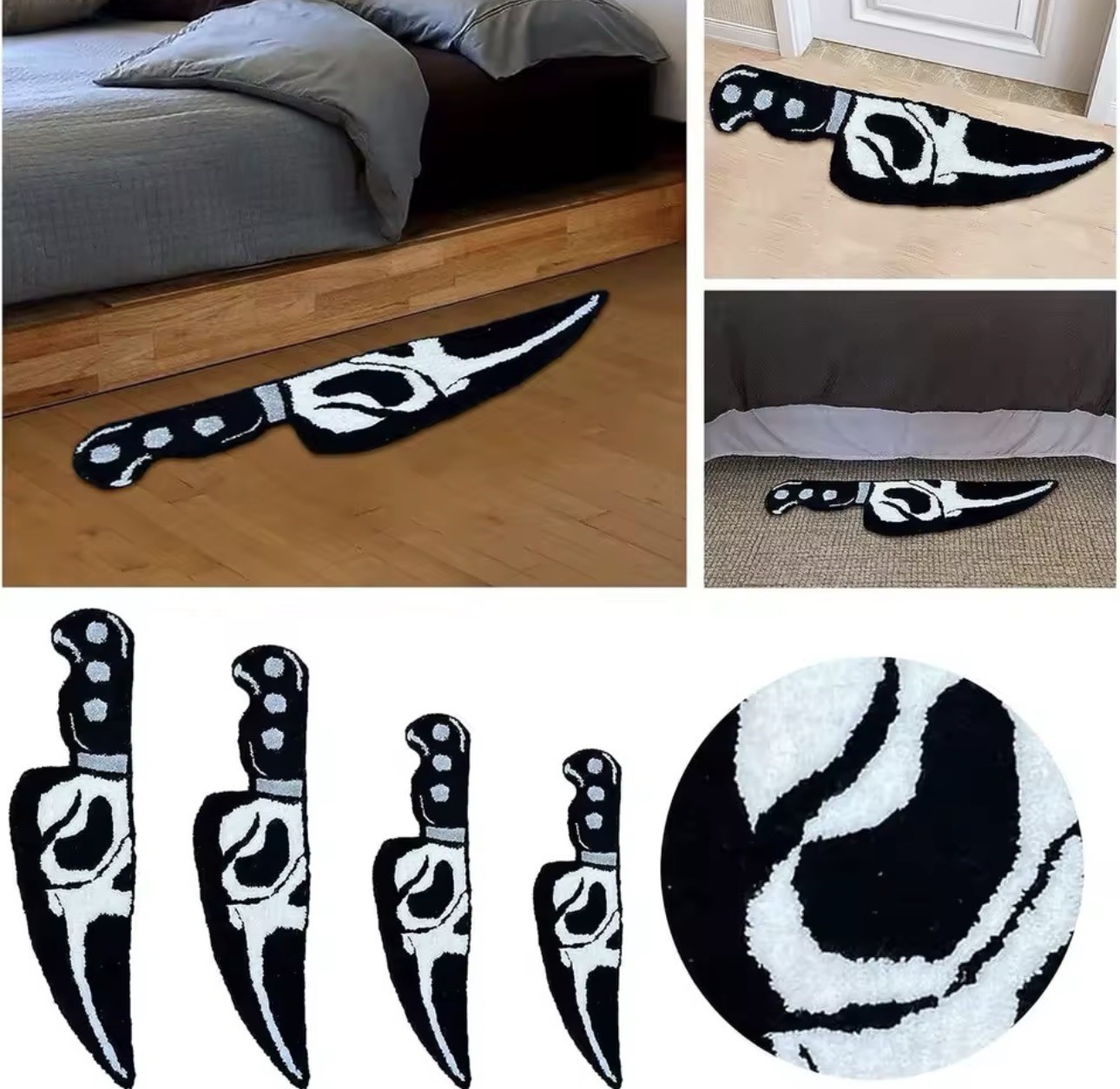 Skull Knife Horror Rug – Scary Scream Bedside Carpet, Wear-Resistant Home Decor