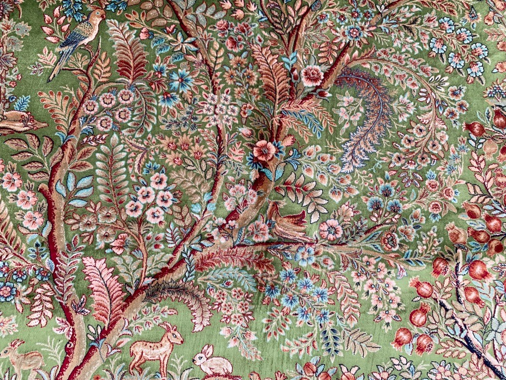 4×6 ft Luxury Silky Rugs Floral Bedroom Tree Rug Silk Tribal Area Tapestry Rug
