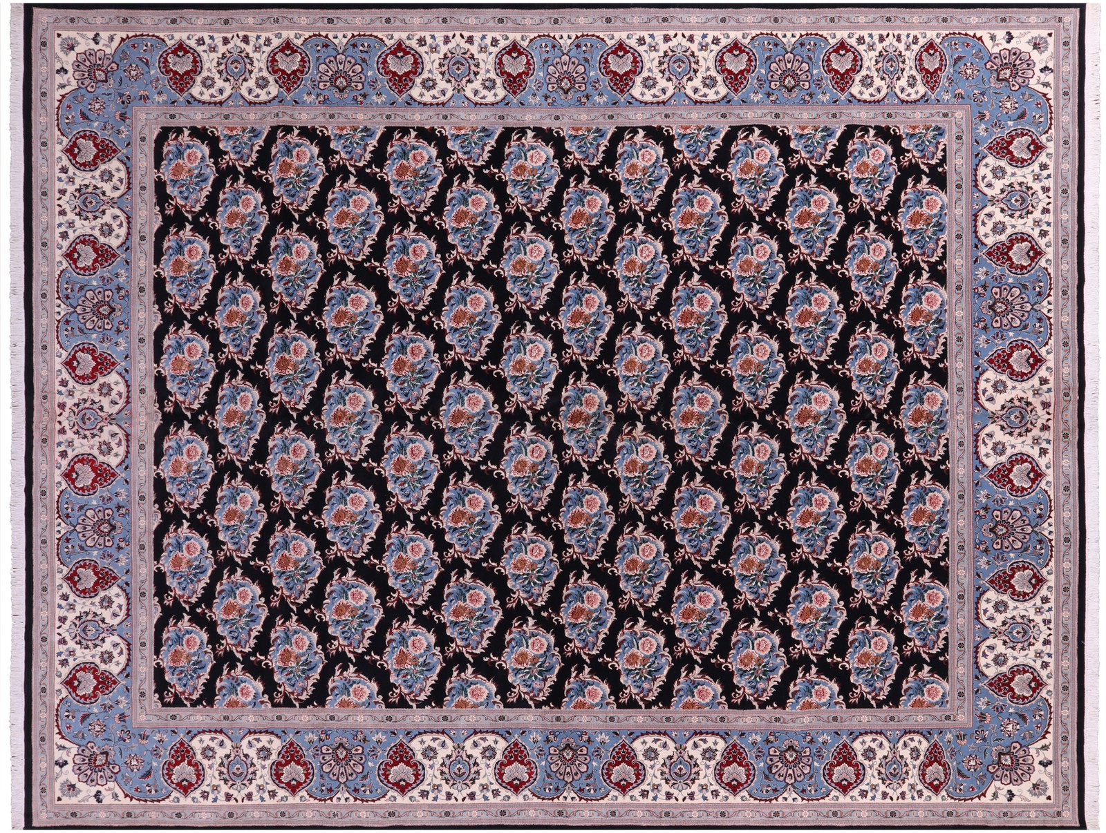 Black Traditional Hand-Knotted Wool Rug 11′ 11″ X 15′ 5″ – Q23535