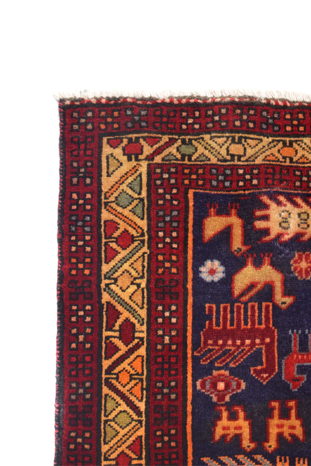 4.0 x 10.1 Wide Runner Perrsian Old Rug – Animal Motife #P1447