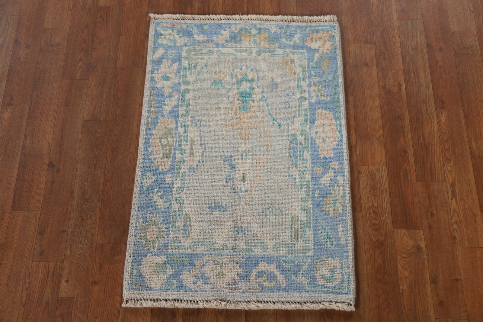 Light Gray/ Blue Turkish Oushak Oriental Small Rug 2’x3′ Handmade Foyer Carpet