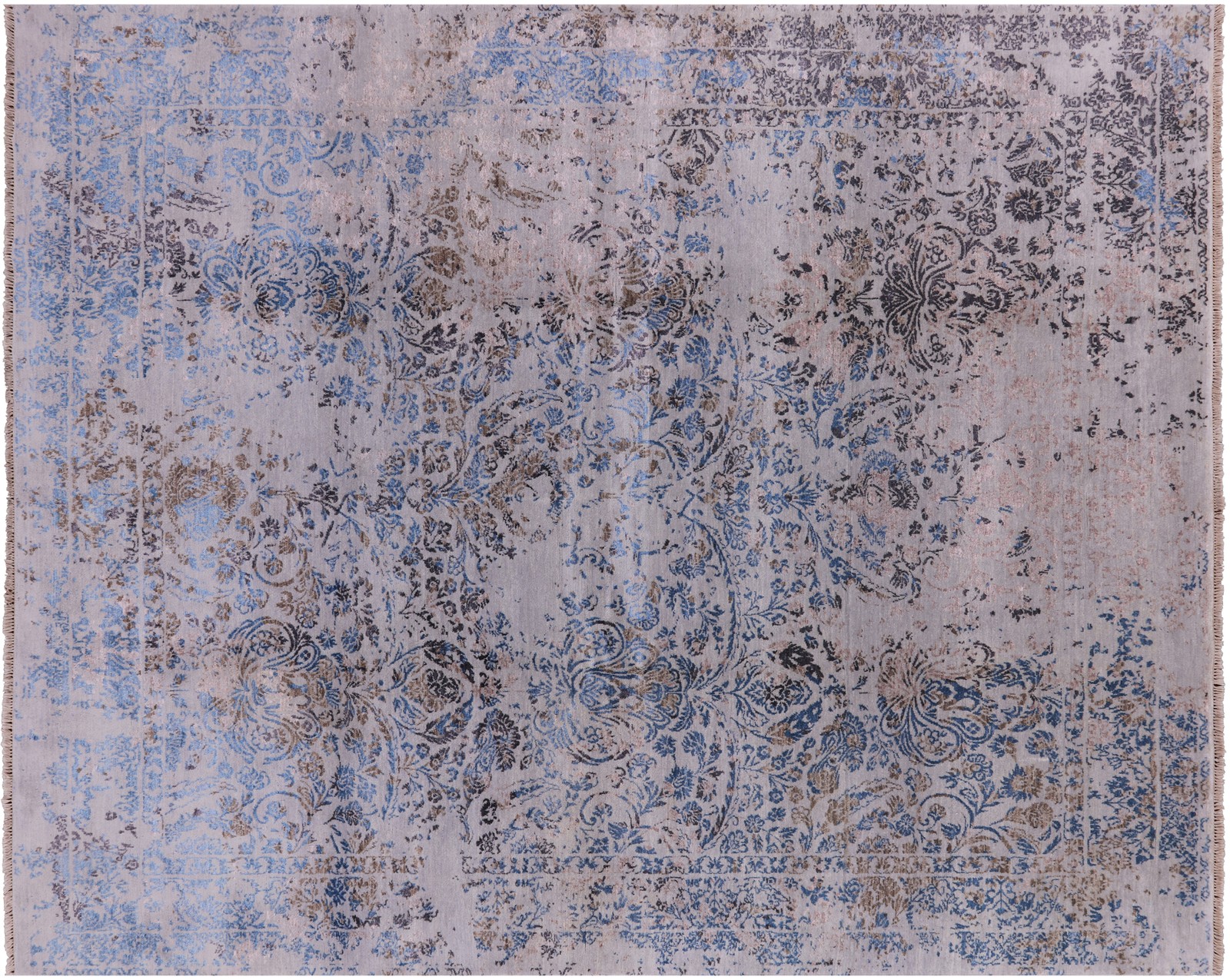 8′ 1″ X 10′ 0″ Contemporary Hand Knotted Wool & Silk Area Rug – P8214