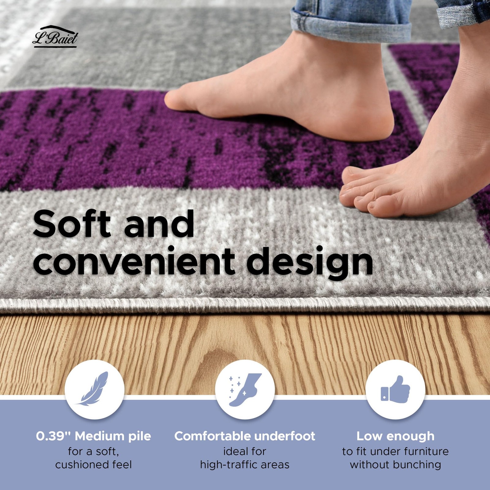 L’Baiet Verena Geometric Area Rug Purple Grey 8′ x 10′