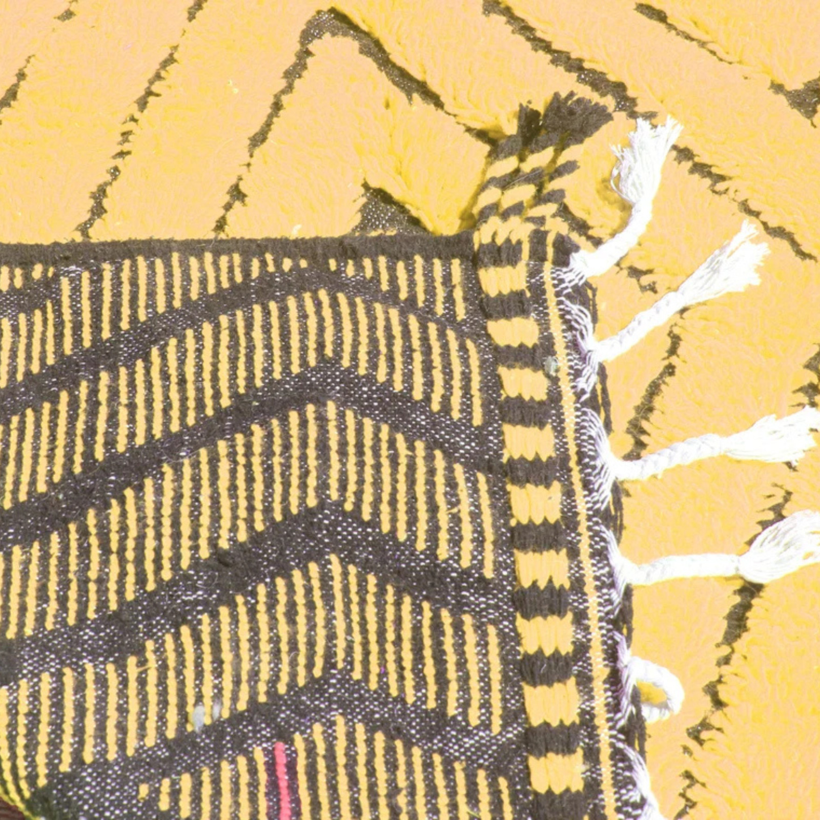 Hand-woven Moroccan Yellow Wool Rug – Geometric Berber Style Area Carpet
