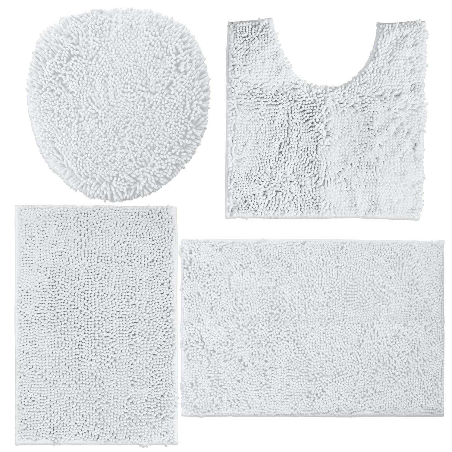 LuxUrux 4 Piece White Rug Set
