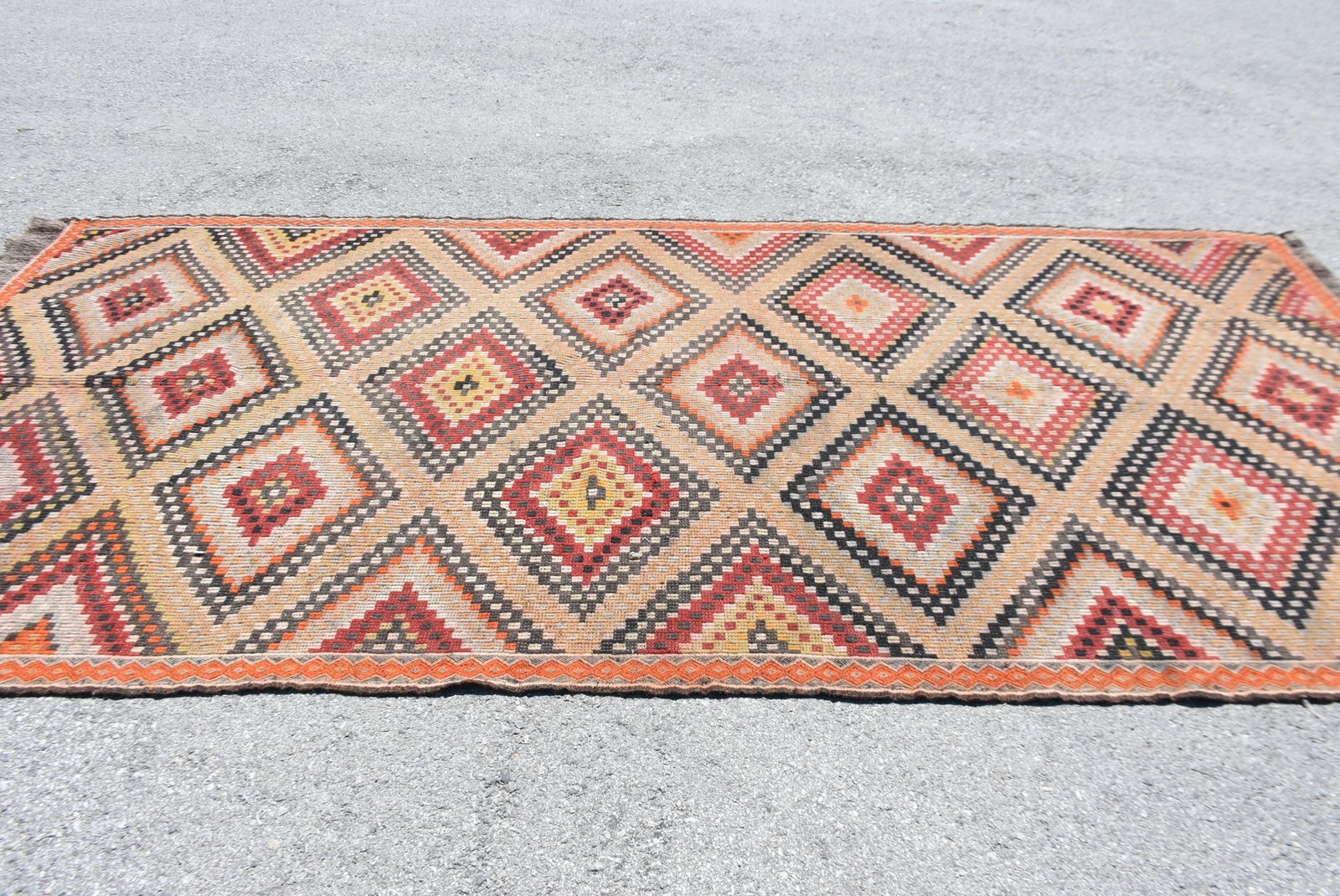 5,7×11,9 ft Rug, Turkish Vintage Large Rug, Red Kilim Wool Rug