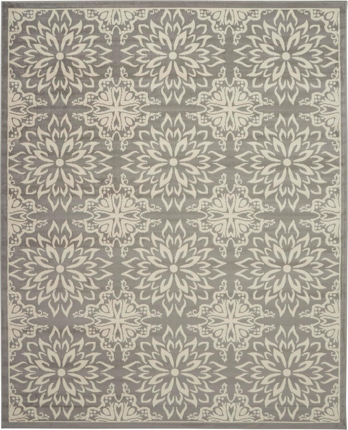 Jubilant Floral Ivory/Grey 7′ x 10′ Area Rug – Easy Clean, Non-Shedding