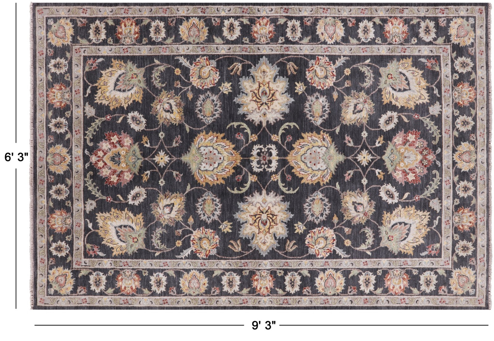 6′ 3″ X 9′ 3″ Peshawar Hand Knotted Wool Area Rug – P8846