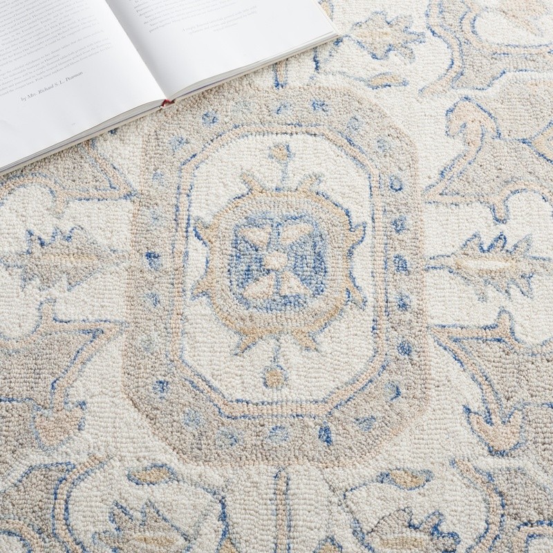 Micro-Loop Floral Area Rug Handmade Indoor Accent Rug Soft Wool Cotton 2×3 Foot