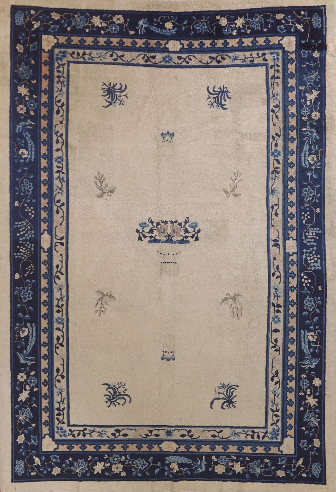 Antique Peking Vegetable Dye Chinese Handmade Area Rug 6’x9′ Room Size Carpet