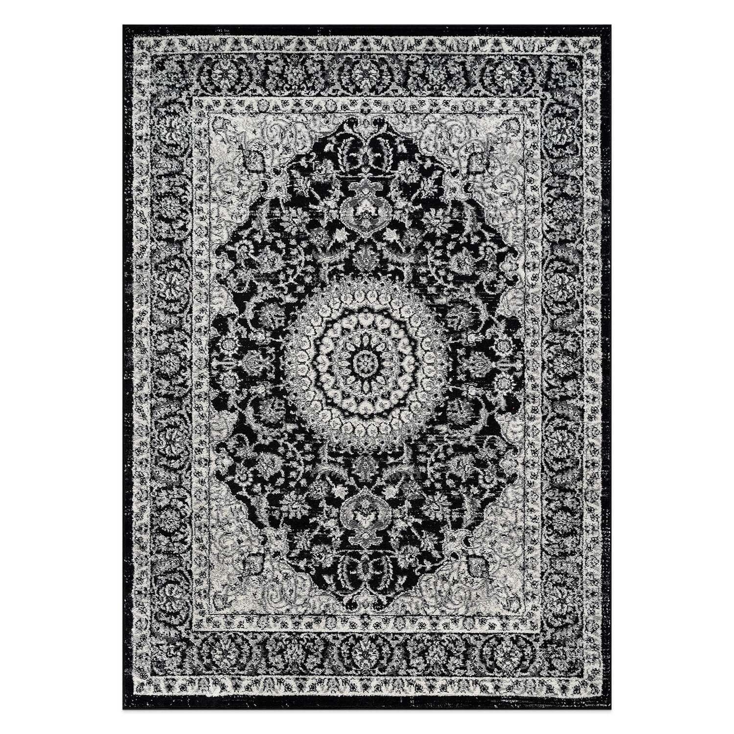 Rugshop Black Rug Traditional Oriental Medallion Area Rug Living Room Carpets