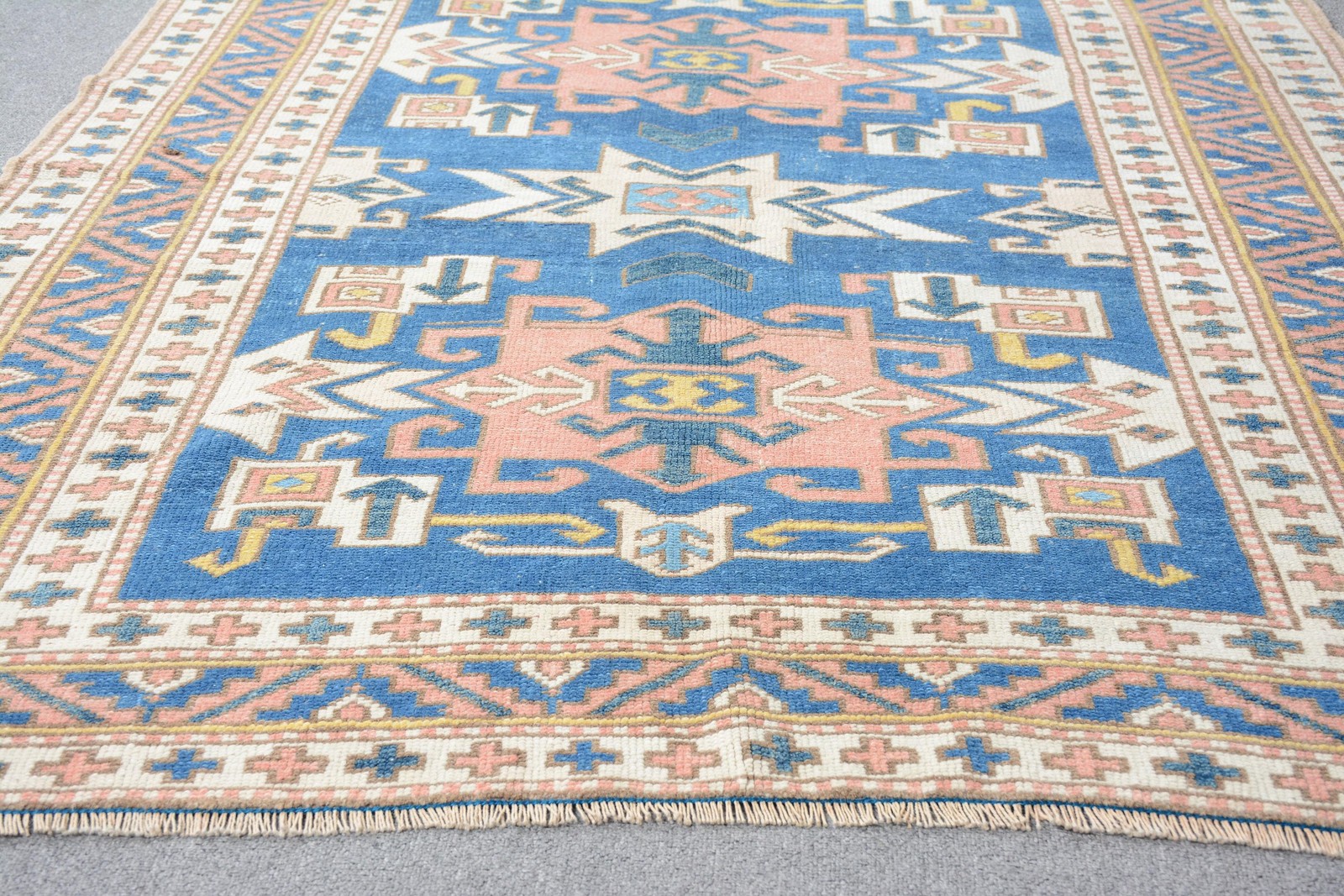 Turkish Vintage Rug 4,6×6,2 ft (140×190 cm), Blue Plants & trees Rug