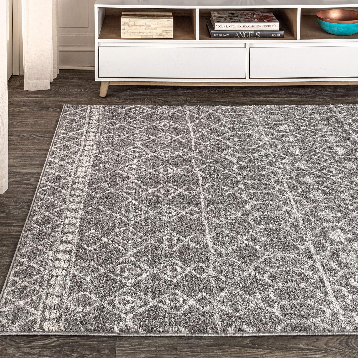 Bohemian Izil Moroccan Beni Souk Gray/Cream 8×10 Area Rug – Pet Friendly
