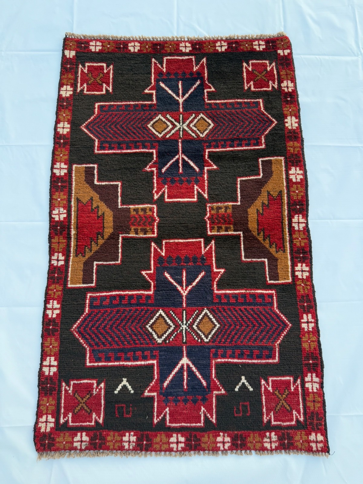 Hand Knotted Afghan Wool Rug Floor Covering Floor Area 130×80 Cm