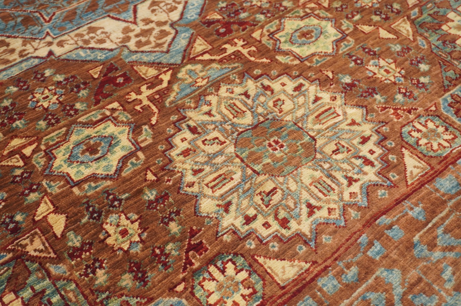 3×5 ft Brown Mamluk Afghan Hand Knotted Wool Medallion Area Rug