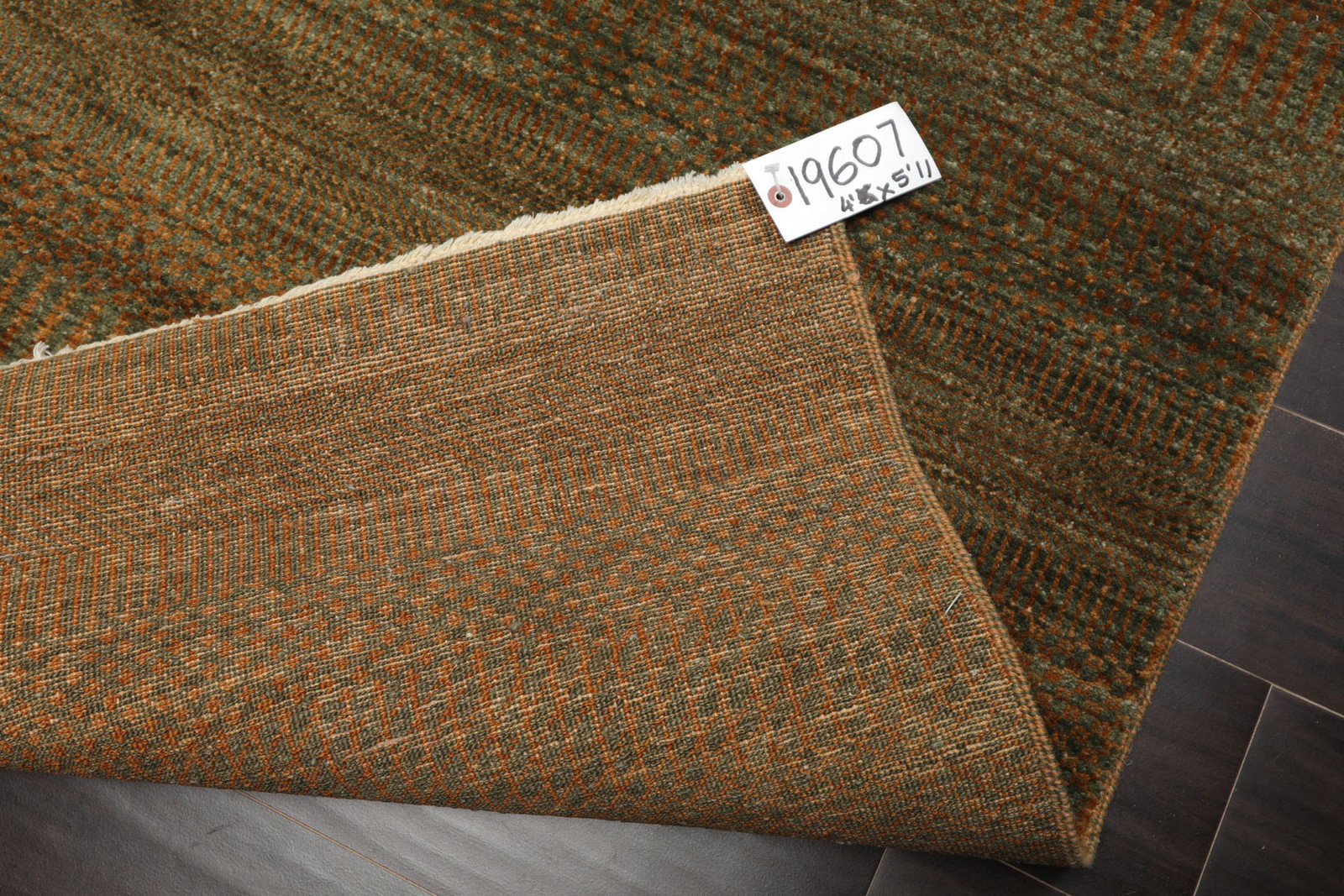 Michaelian & Kohlberg 4’5”x5’11” Authentic Hand Knotted Wool Green Tibetan Rug