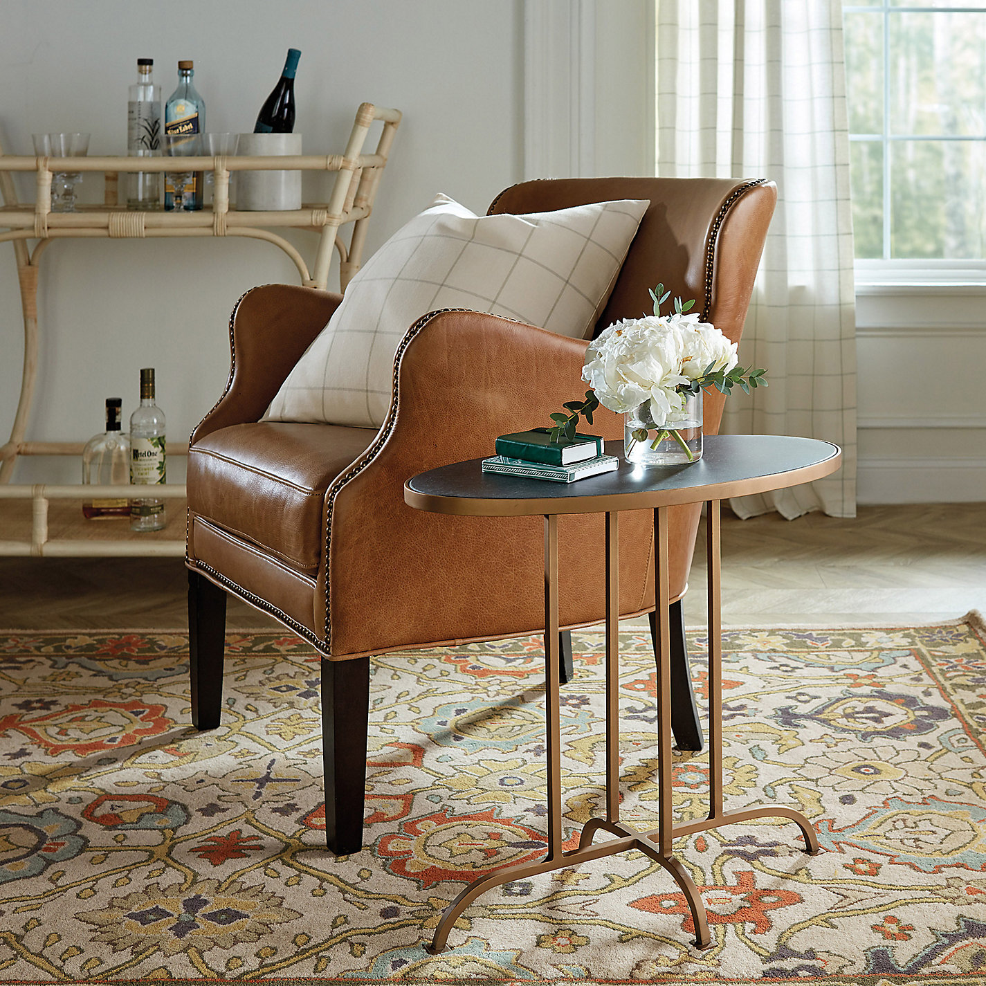 Carli Wool Tufted Area Rug, Floral Medallion Design in Cinnamon and Butterscotch