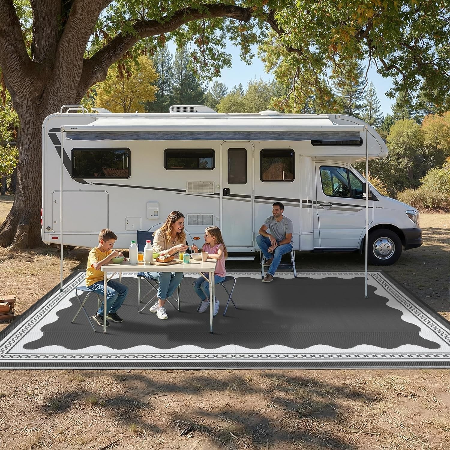 Versatile 6′ x 9′ Scalloped Area Rug – Ideal for Camping and Outdoor Spaces