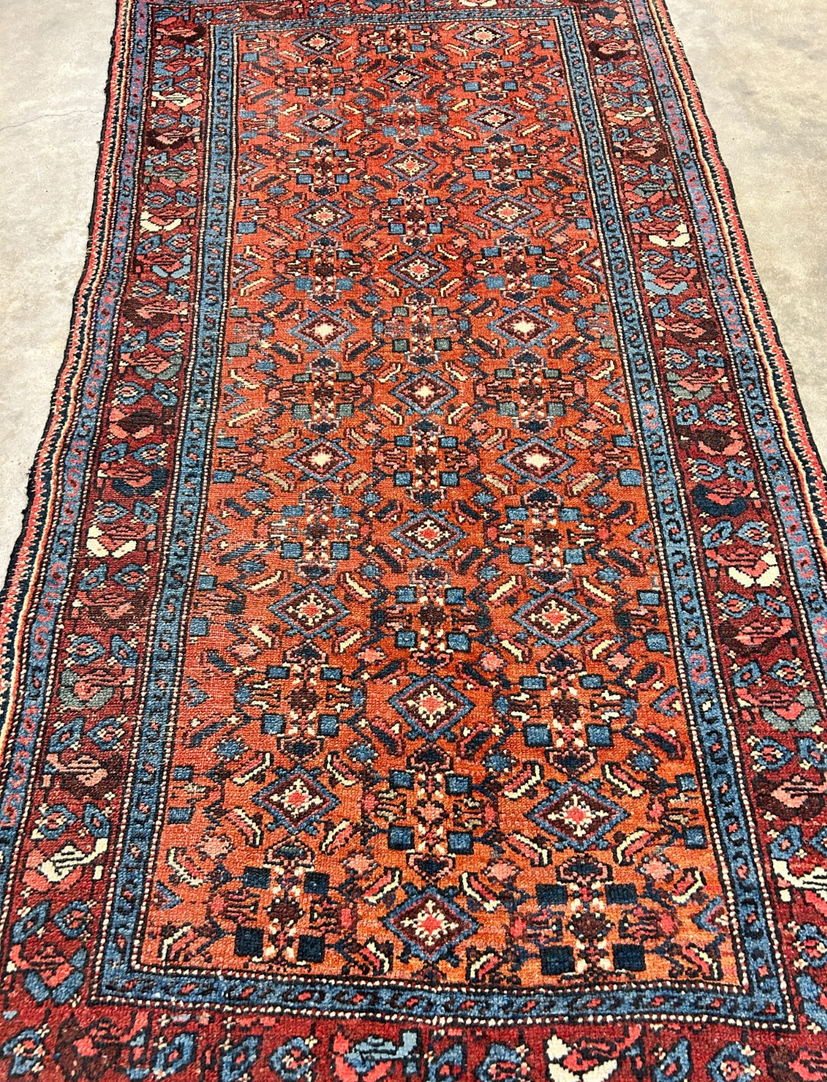 3’4″x6’2″ Antique Hand-Knotted 100% Wool Pile Hamadane Area Rug – Carpet