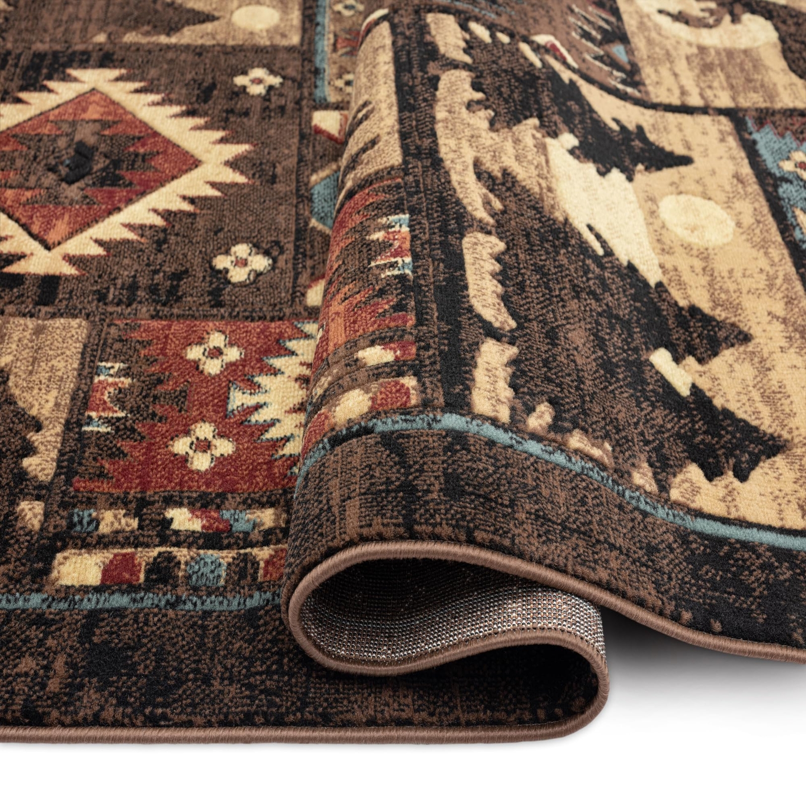 Home Dynamix Buffalo Bear Rustic Area Rug Brown/Red 5’2″x7’2″ Rectangular