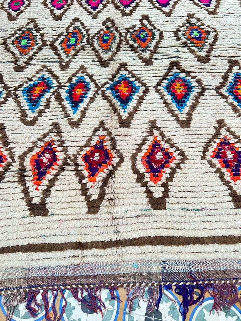 Vintage Moroccan Rug Colorful Berber Carpet Rug 8 x 5.5 ft Ourika Tribe Wool
