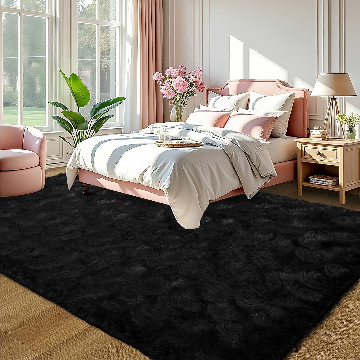 1.67-Inch Pile Black Area Rug – Luxuriously Soft for Kids’ Bedrooms or Nurseries