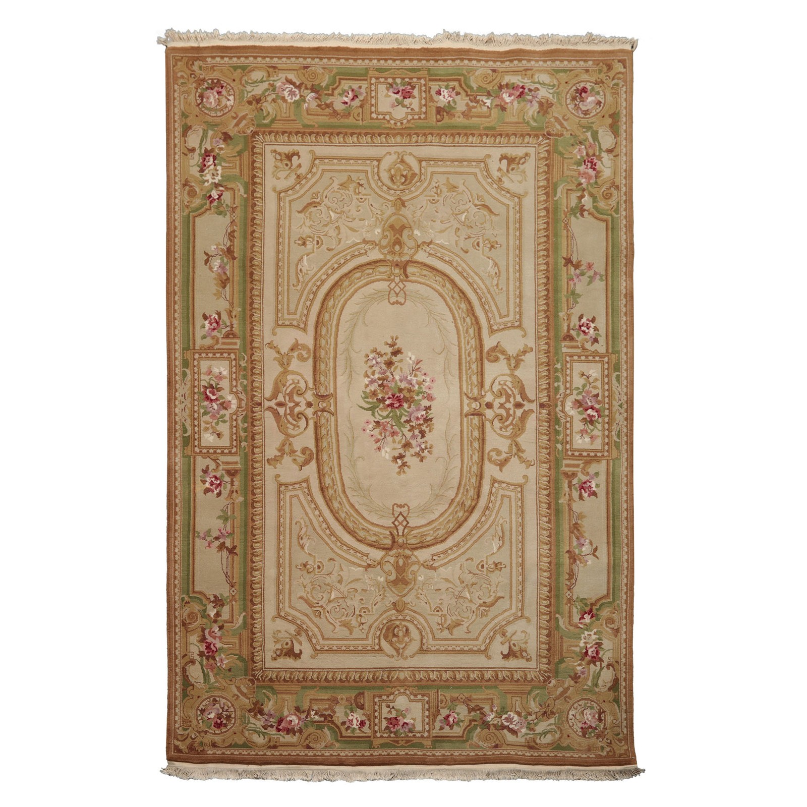 5’6″x8’6″ Hand Woven Wool Beige Aubusson Savonnerie European Classic design Rug
