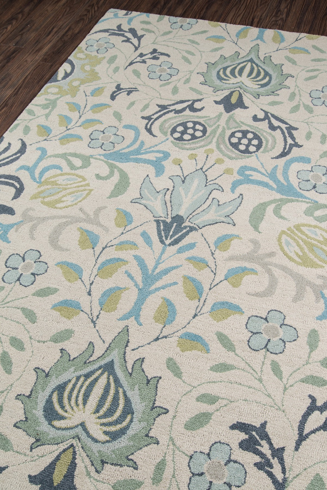 Arts & Crafts William Morris Style Wool Blue Area Rug **FREE SHIPPING**