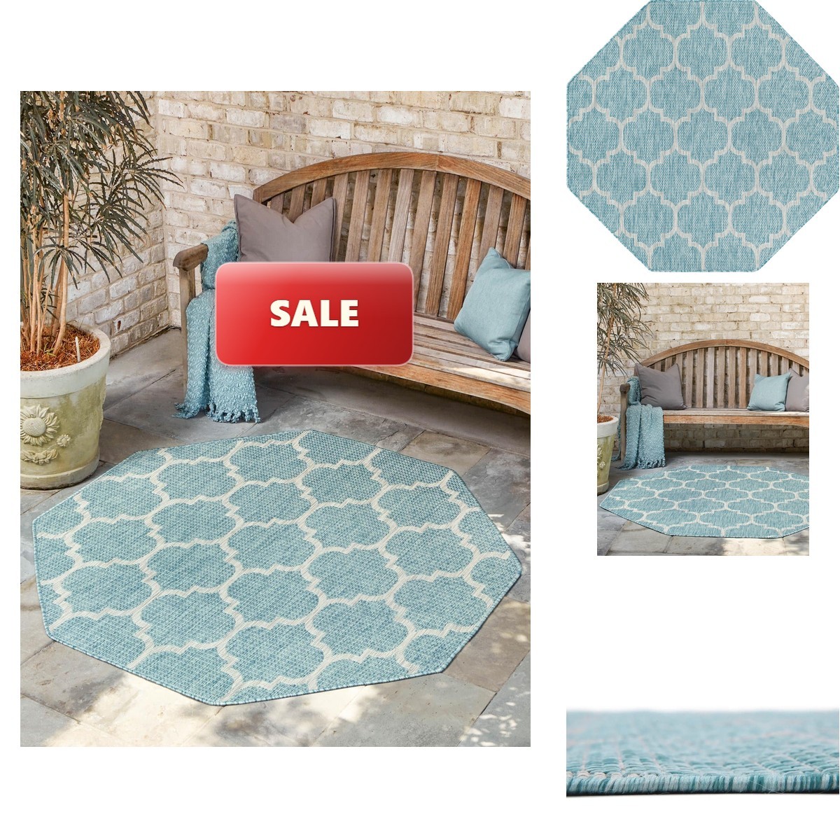 Unique Loom Outdoor Trellis Collection Area Rug – Trellis (octagon 5′ 0″ x 5′