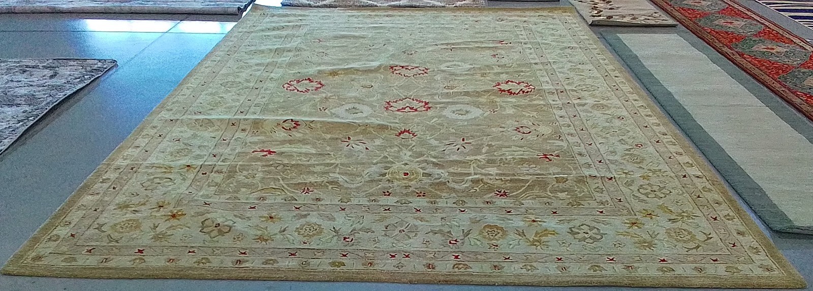TAN / IVORY 9′-6″ x 13′-6″ Back Stain Rug, Reduced Price 1172768600 AN522B-10