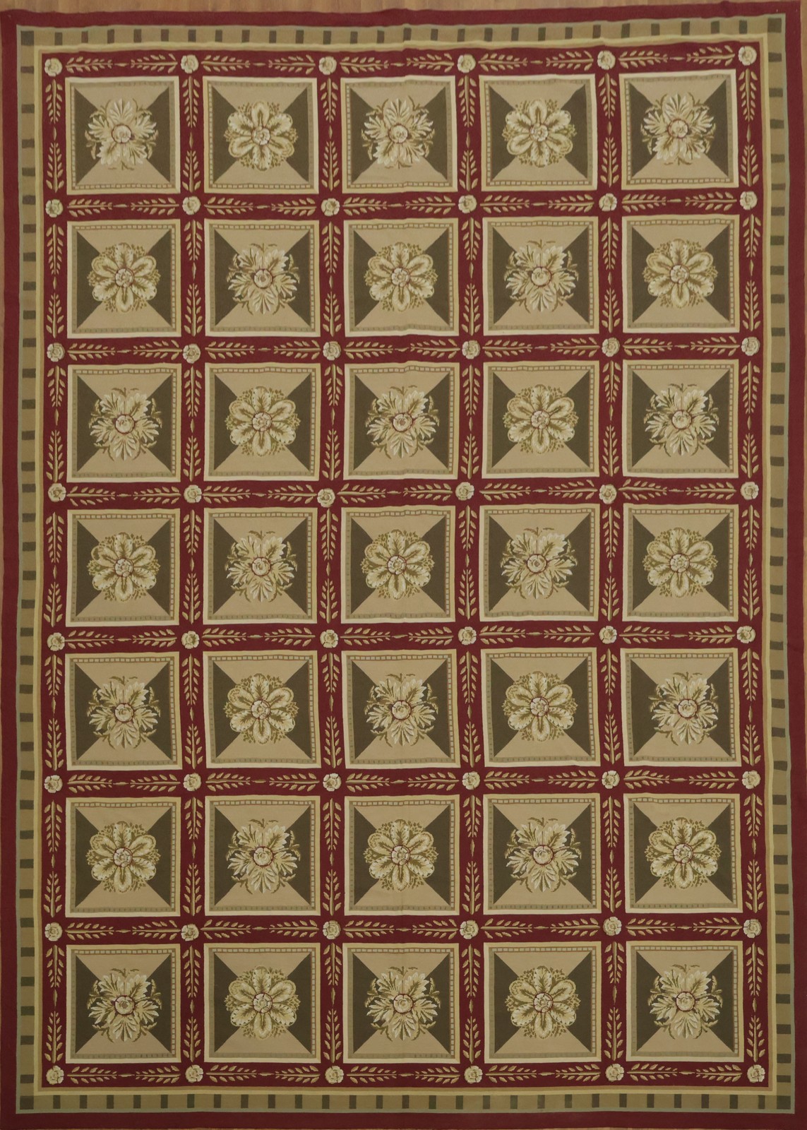 Aubusson Tapestry Chinese Large Rug 10×14 Needle-Point Classic Geometric Pattern