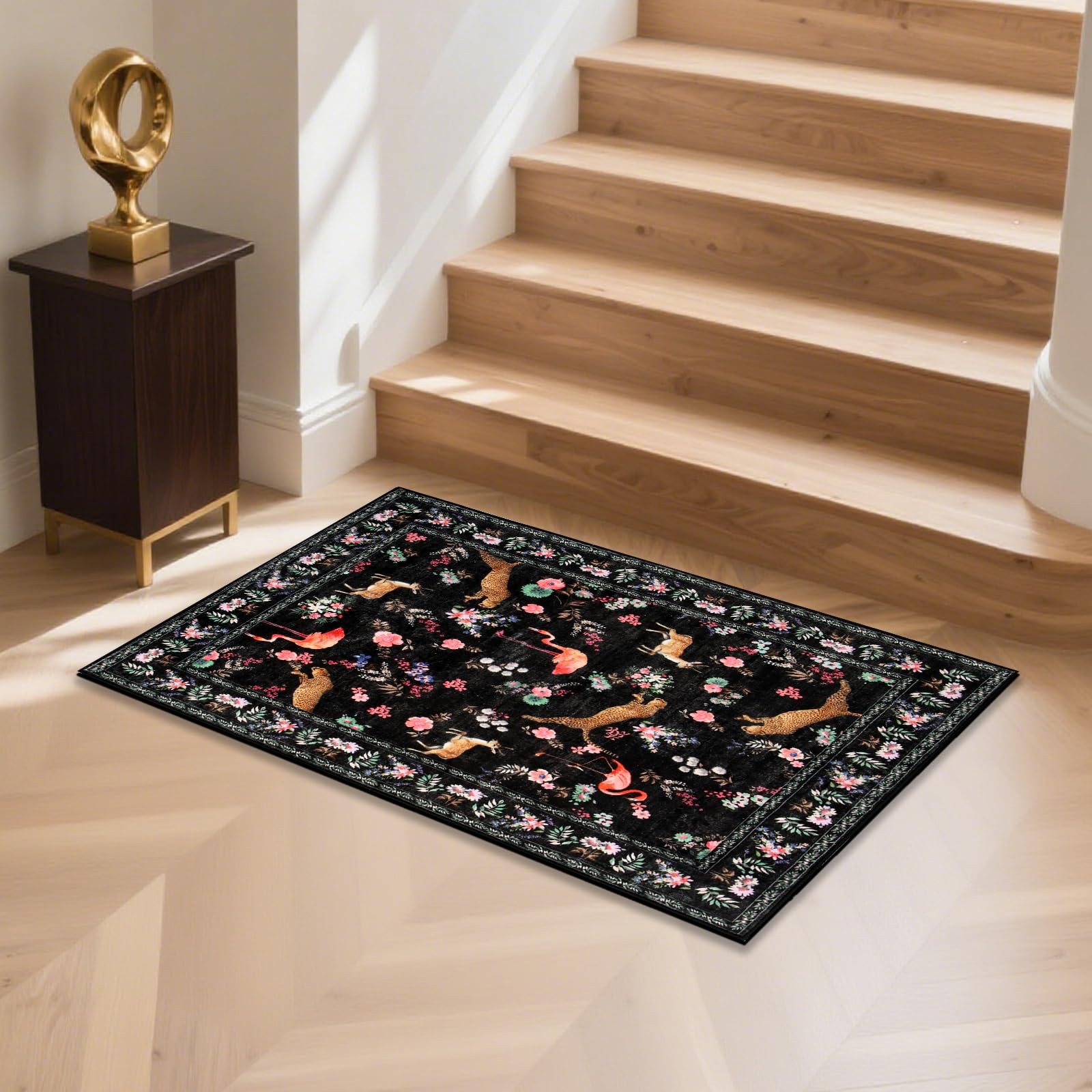 2×3 Entrance Rug, Washable Boho Animal Floral Stain Resistant and Non Slip Ru…