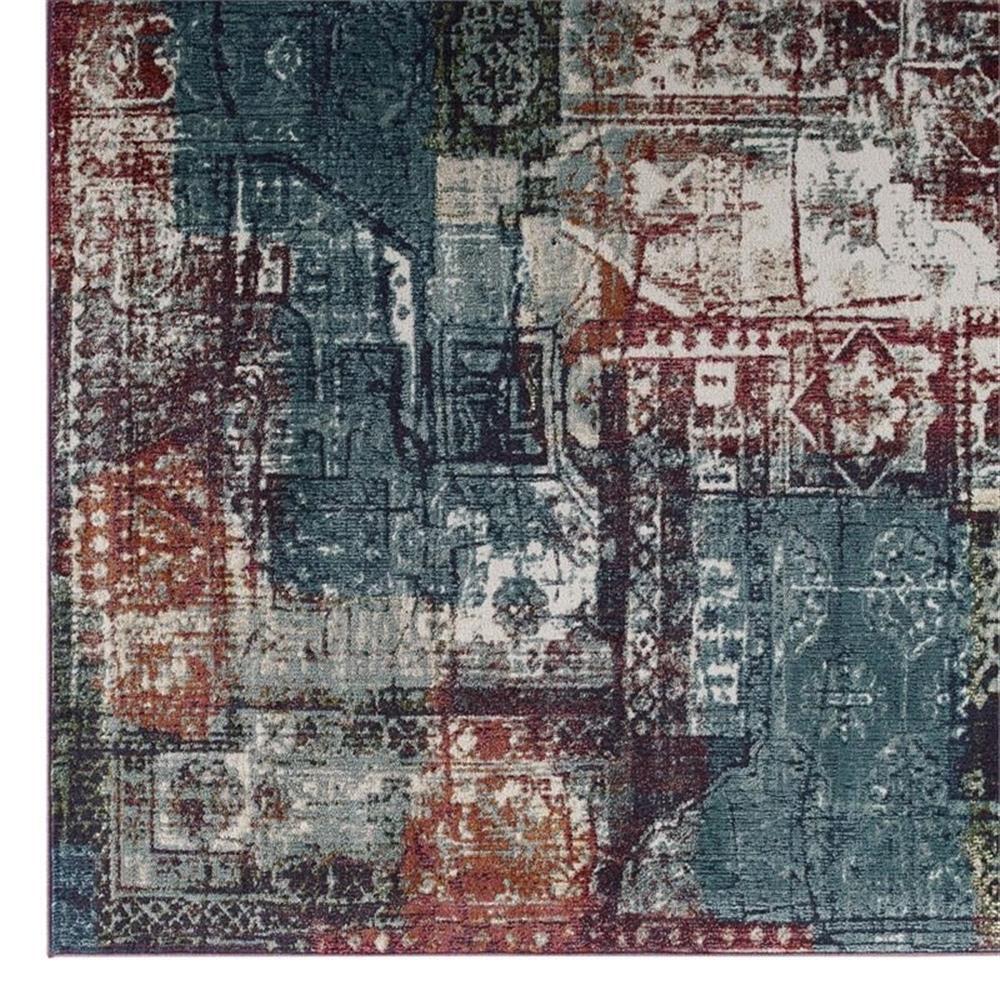 Modway Tribute 94.5×122″ Elowen Vintage Mosaic Area Rug in Multi-Color