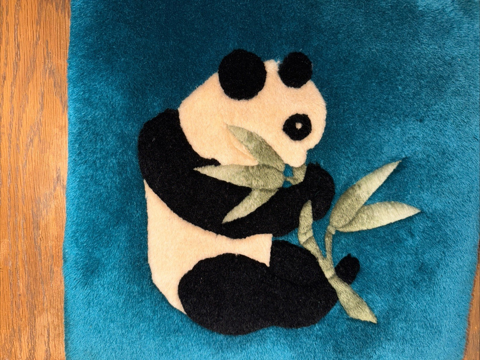 Vintage Oriental Panda Rug Thick Hand Woven approx 20”x 14” Including fringe