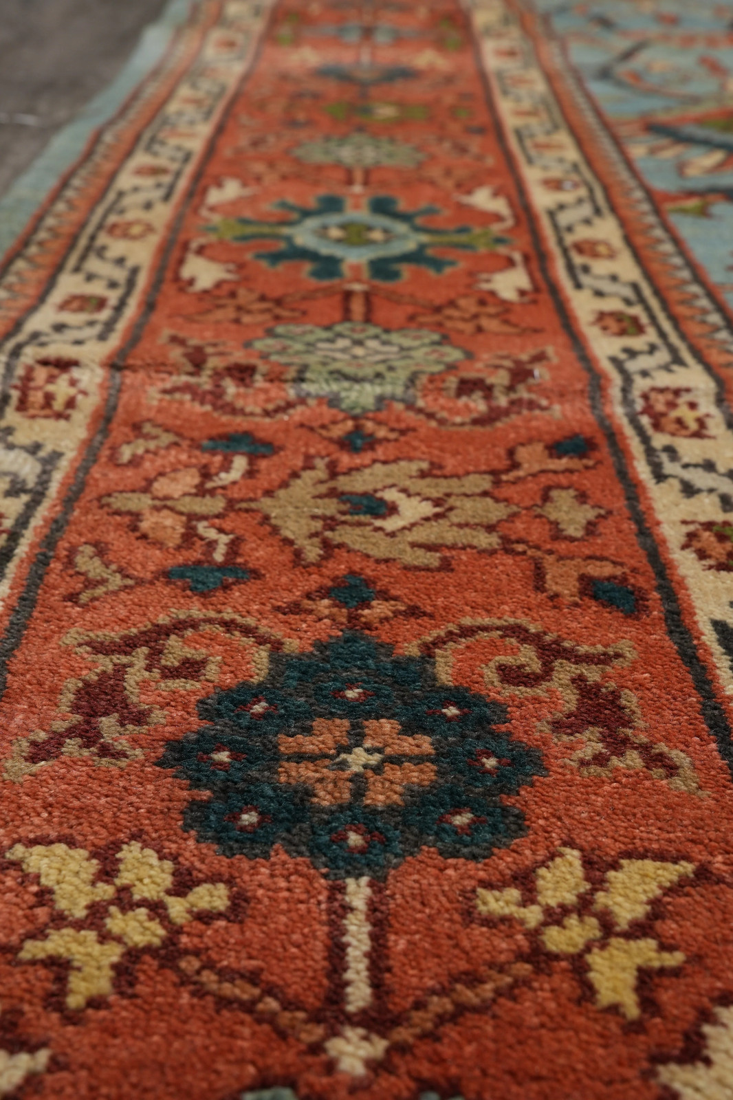 10 x 13.9 New Reproduction Wool Soltanabaad Rug Light Blue Coral #F-4580