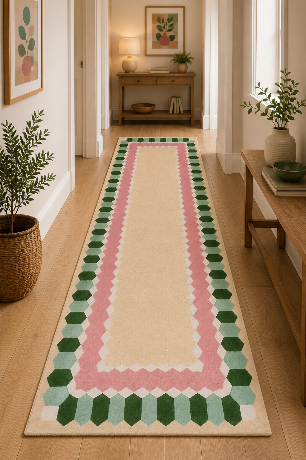 Modern Pink Green Beige Carpet for Living Room Bedroom Home Décor