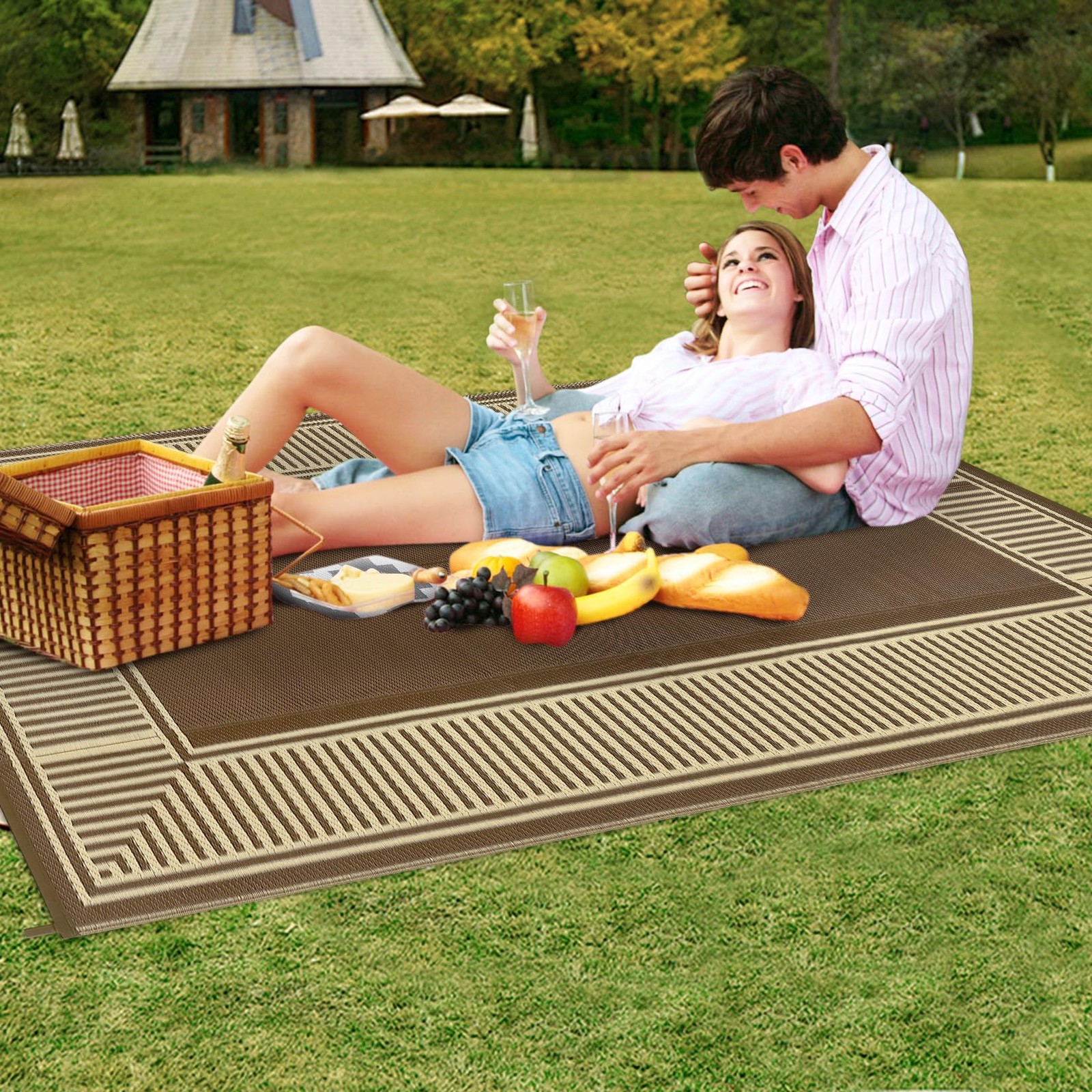 ⚡8×10/9×12/9×18/10×14/10x20FT Waterproof Foldable Patio Rugs for Camper,Beach,RV