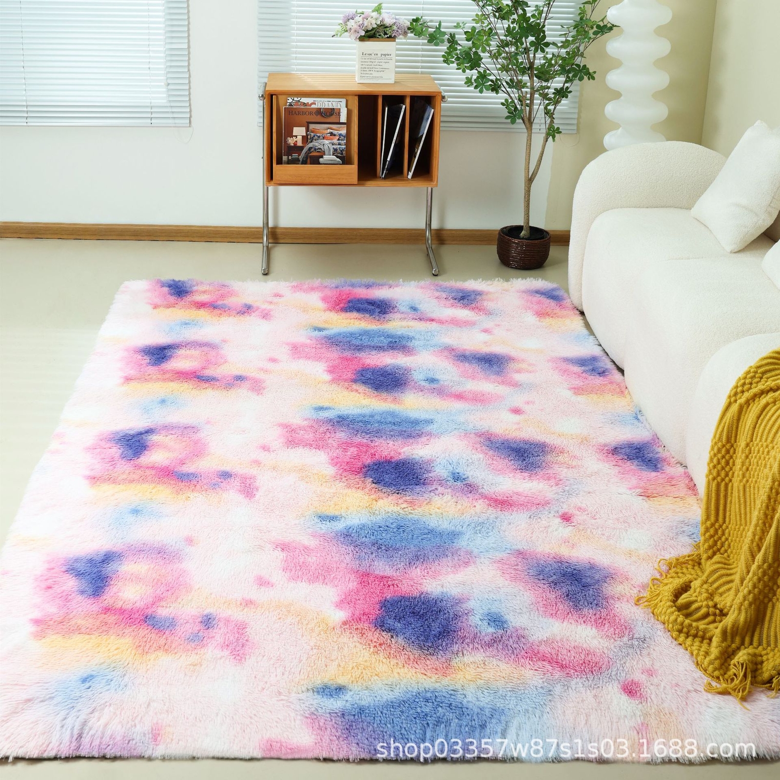 Gradient Plush Carpet Living Room TeaTable Bedside Washable Fluff Bedroom Europe