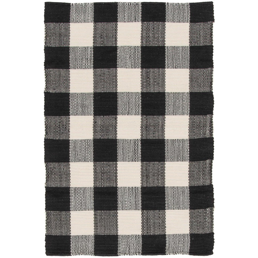 Large 24×36 Inch Black and White Layered Outdoor Rug for Patio Garden Decor