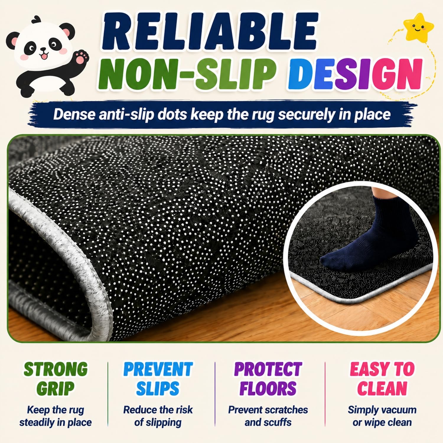 ABC Kids Play Rug, 78.7″ X 59″, Non-Slip Backing, Soft Low-Pile – Ideal