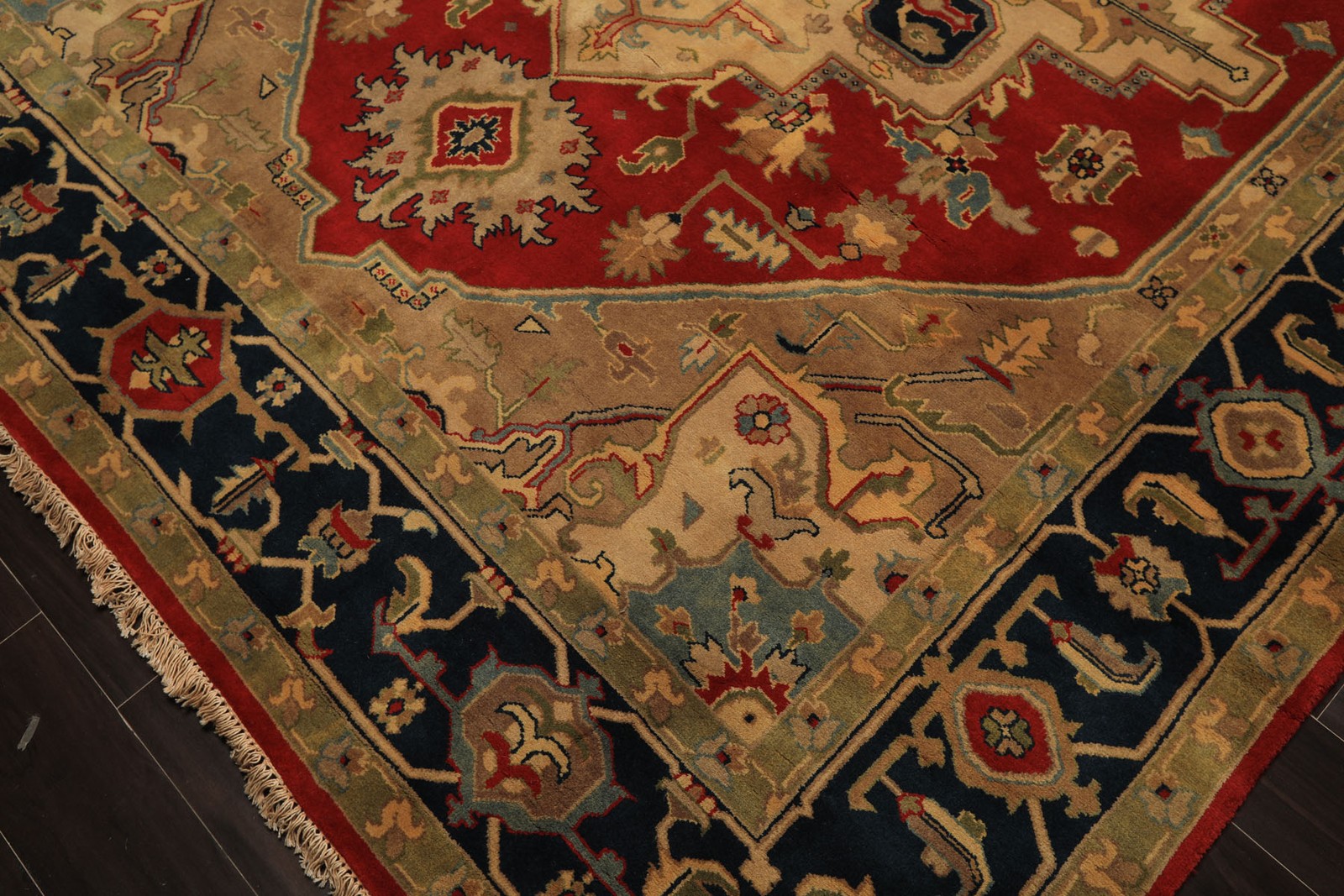 Kalaty 7’11″x9’9″ Hand Knotted Wool Red Indo Herizz Plush Pile Velvety soft Rug
