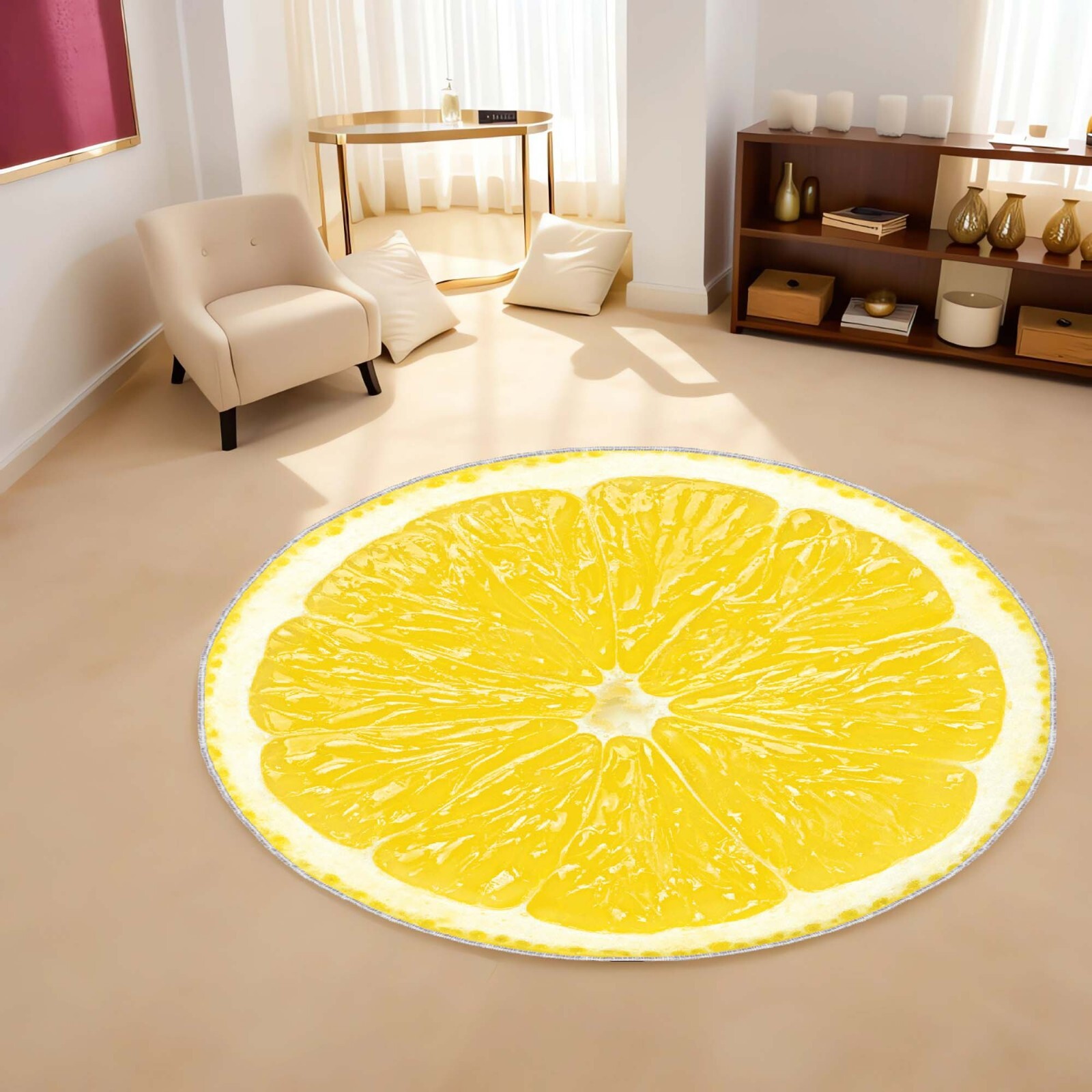 Lemon Slice Rug, Yellow Fruits Rug, Fruit Lover Gift, Fun Food Home Decor, Kids