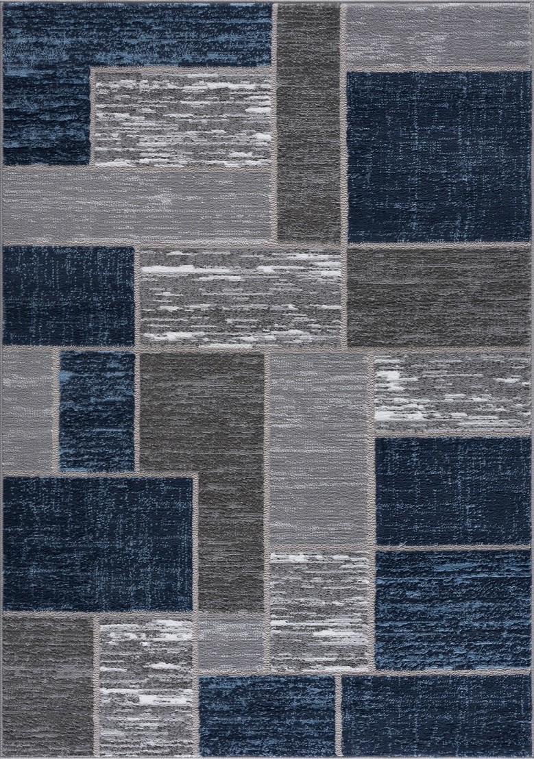 L’Baiet Verena Blue Geometric 4 ft. x 6 ft. Fabric Area Rug