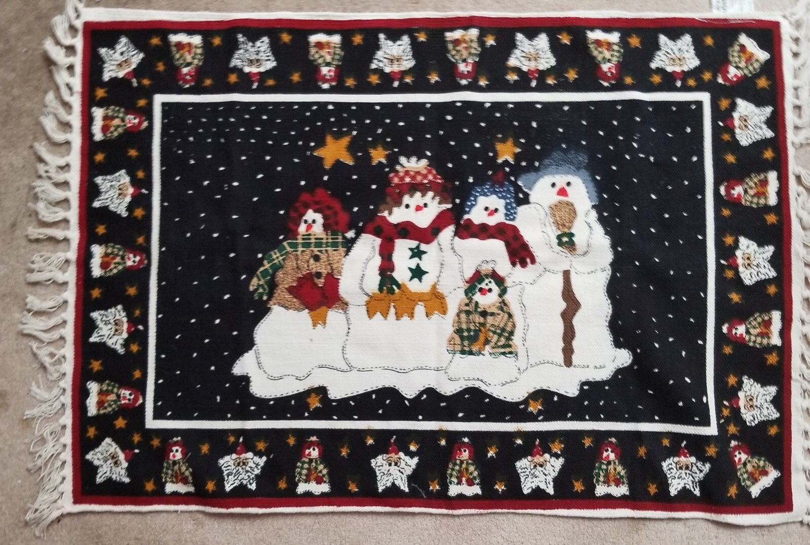 30″x 48″ Christmas Handcrafted 100% Cotton Printed Rug New EX