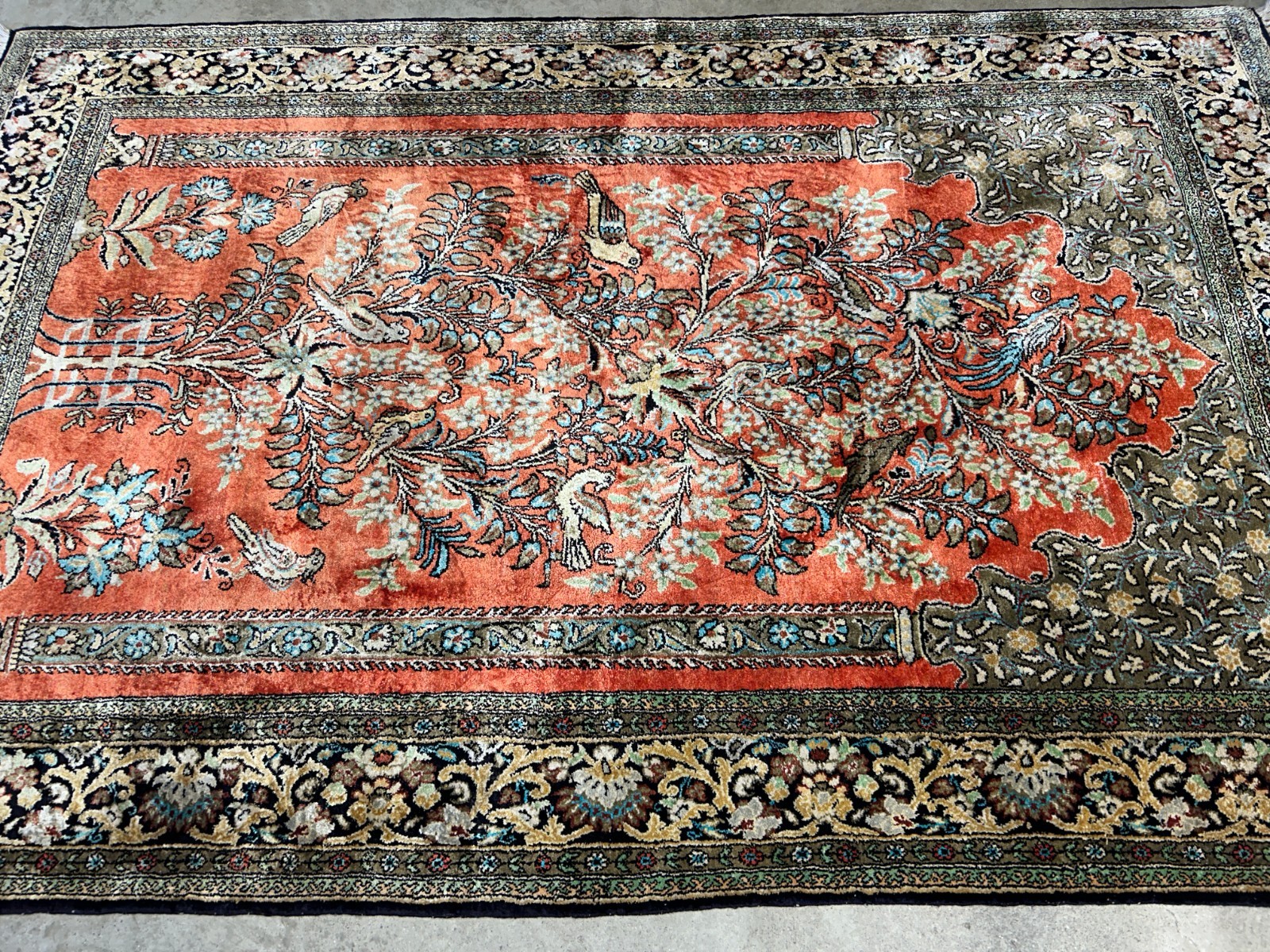 3×5 Luxurious Fine Hand-Knotted 100% Silk Pictorial Persiane Qume Rug Handmade