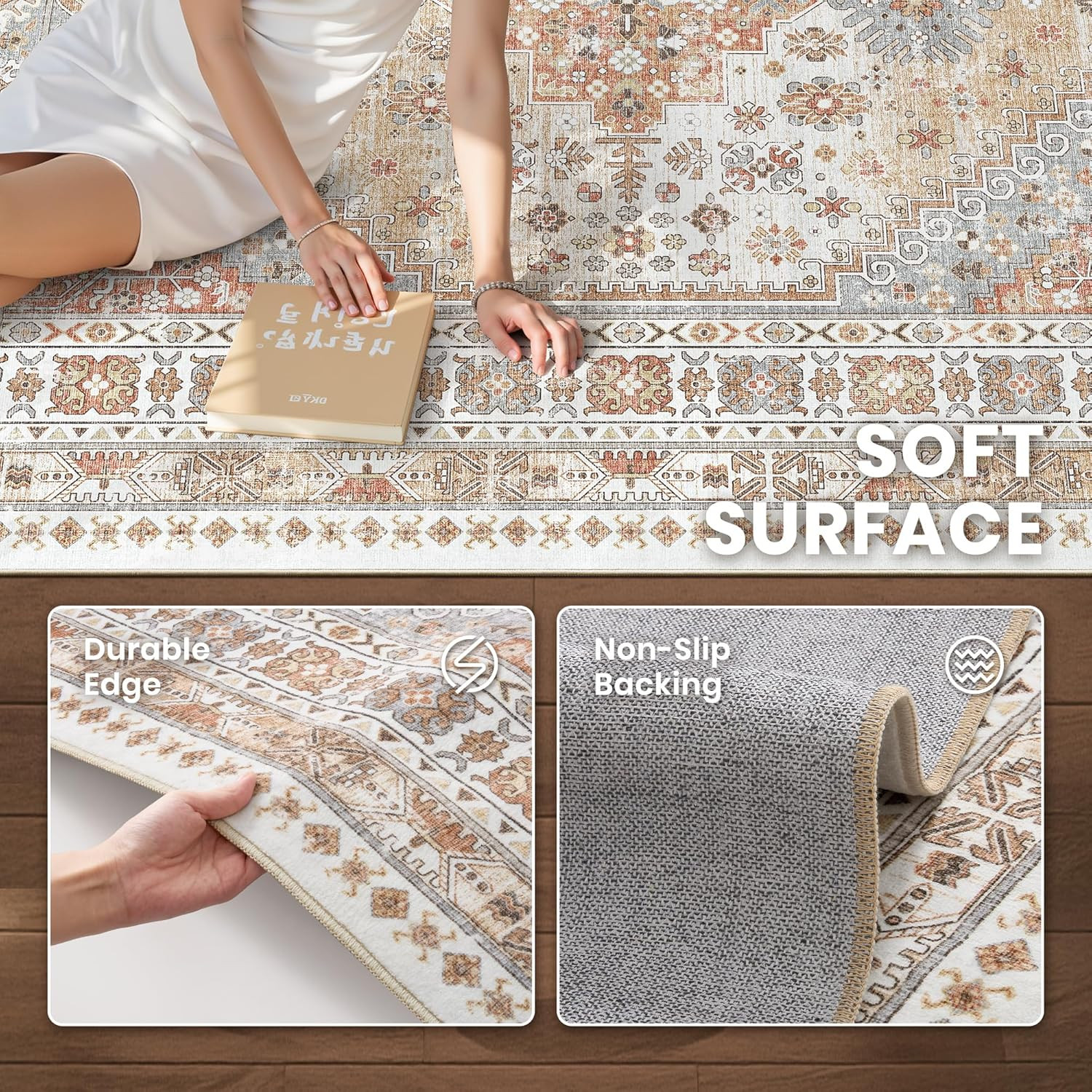 3X5 Area Rug Ultra Soft Washable Rug, Non Slip Area Rug Indoor Entrance, Stain R